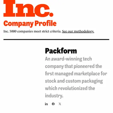 Packform is a 2024 Inc. 5000 Honoree